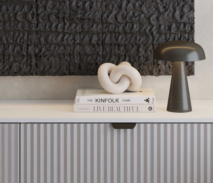 Комоды, Комод Тренд СБ-3447 2 ящика, 1 дверь Белый Альпийский/МДФ Джаз Серый