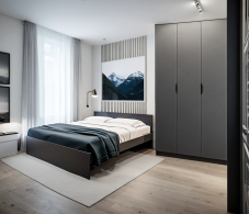 Спальные гарнитуры, Комплект Бруклин (шкаф и кровать 1800), Диамант серый