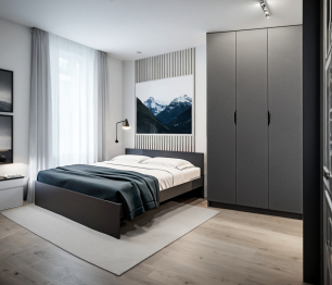 Комплект Бруклин (шкаф и кровать 1800), Диамант серый