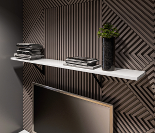 Твин СБ-3387 Полка Белая 157 см с черным менсолодержателем