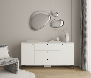 Комод Тренд СБ-3443 3 ящика, 2 двери Белый/Белла Белый Альпийский