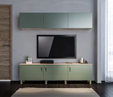 Стенки для гостиной, Гостиная (стенка) на ножках Тренд Дуб Винченца / ЛДСП Белла Камыш