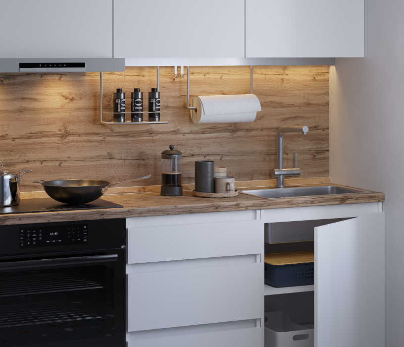 Кухонные гарнитуры, Кухонный гарнитур Леон прямой 260 см, белый