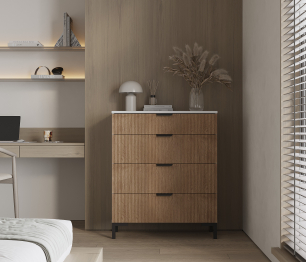 Комод Тренд СБ-3444 4 ящика Белый Альпийский/МДФ Джаз Акация светлая