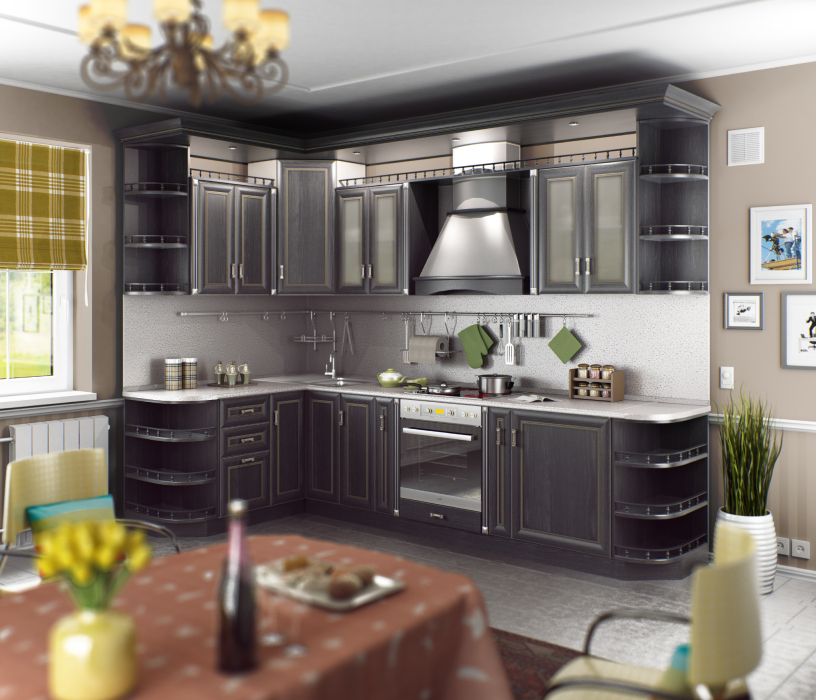 Кухонные гарнитуры, Регина Песочный/Дуб Шеффилд 2400