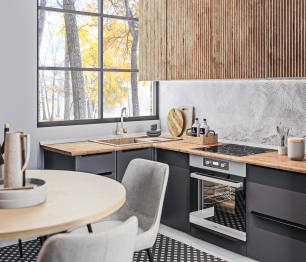 Кухонный гарнитур Регина Белый/Лофт Диамант серый, МДФ Джаз Акация светлая 2,25х1,4 м