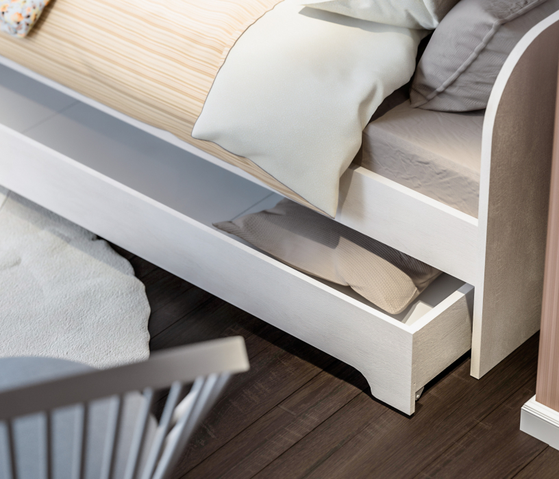 Кровати 90 см, Кровать Прованс СБ-2887/1 дуб сонома/белый с матрасом Эко4 90х200