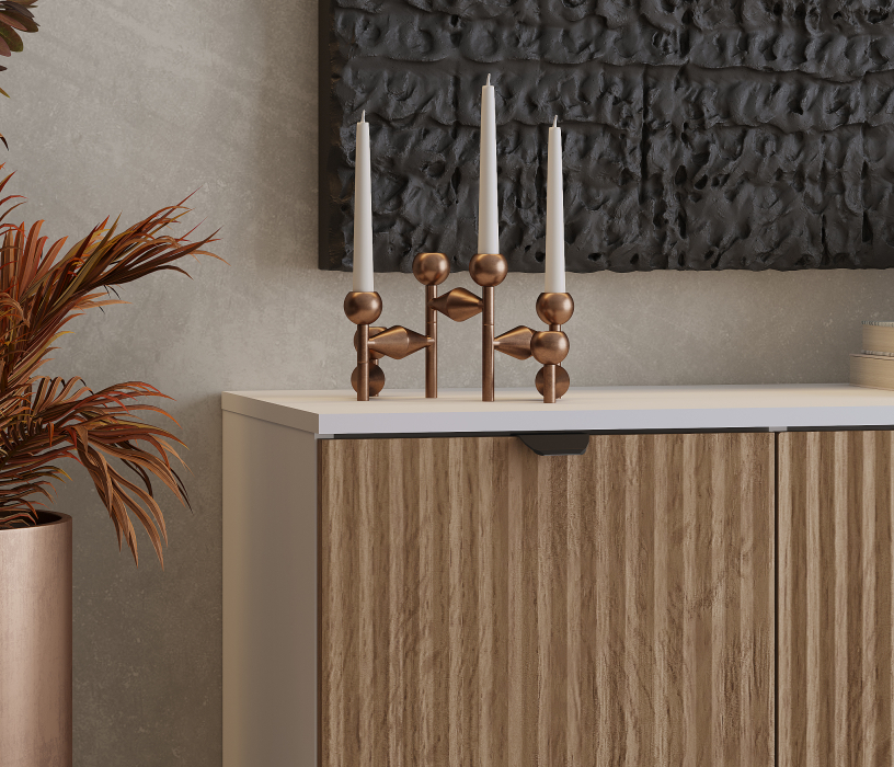 Комоды, Комод Тренд СБ-3447 2 ящика, 1 дверь Белый Альпийский/МДФ Джаз Акация светлая