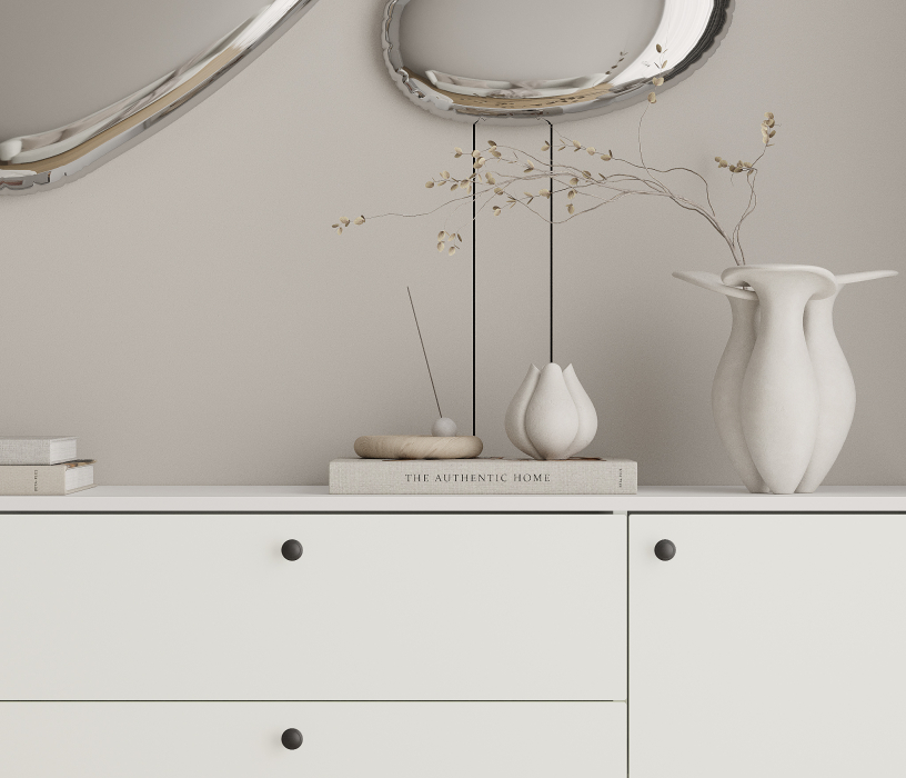 Комоды, Комод Тренд СБ-3443 3 ящика, 2 двери Белый/Белла Белый Альпийский