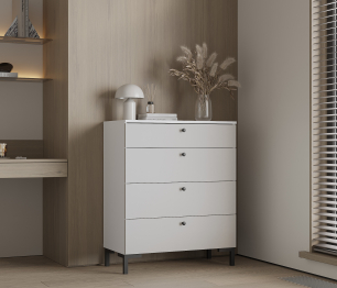 Комод Тренд СБ-3444 4 ящика Белый Альпийский/Серый перламутровый