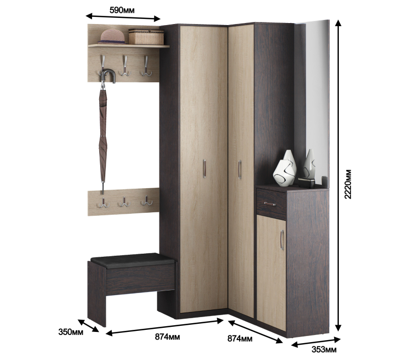 Прихожие, Афина набор с шкафом угловым