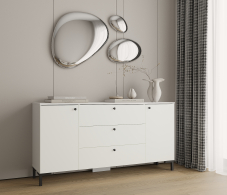 Комоды, Комод Тренд СБ-3443 3 ящика, 2 двери Белый/Белла Белый Альпийский