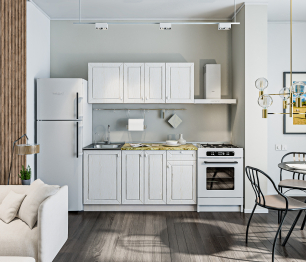 Кухонный гарнитур Катя Авиньон/Ясень Золото/Мрамор золотой АркобаленоR5 1,5 м