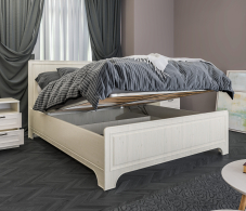Кровати 160 см, Кровать с подъемным механизмом (1600) Гранд / Ливерпуль СБ-3531 Дуб Приморский Белый, МДФ Классика Светлый