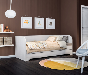 Кровать Прованс СБ-2887/1 дуб сонома/белый с матрасом Эко4 90х200