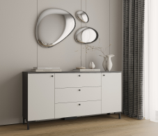 Комоды, Комод Тренд СБ-3443 3 ящика, 2 двери Диамант серый/Белла Серый Перламутровый