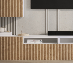 Гостиная Тренд Белый/МДФ Джаз Акация светлая