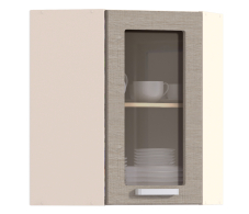 , Полка угловая с витриной Регина Песочный Дуб Сантана Светлый