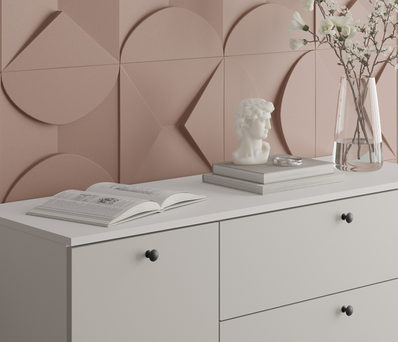 Комоды, Комод Тренд СБ-3446 3 ящика, 1 дверь Белый Альпийский/Серый перламутровый