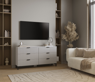 Комод Тренд СБ-3442 6 ящиков Белый Альпийский/МДФ Джаз Серый