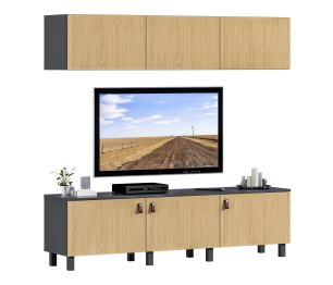 Гостиная (стенка) Тренд на ножках Диамант серый / ЛДСП Белла Дуб Винченца