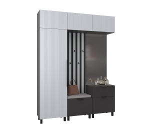 Прихожая Тренд с антресолью и рейками Диамант серый/МДФДжаз Светло-серый