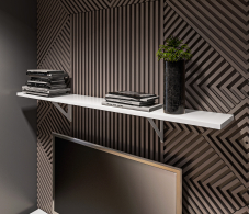 Настенные полки, Твин СБ-3387 Полка Белая 157 см с белым менсолодержателем