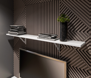 Твин СБ-3387 Полка Белая 157 см с белым менсолодержателем