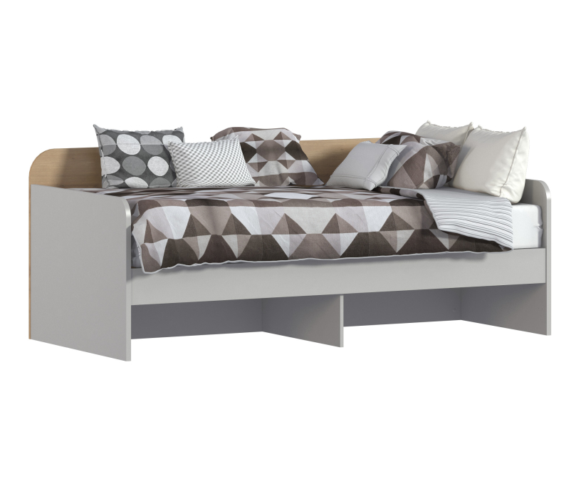 Кровати одноярусные, Кровать Милан СБ-3297 Серый,Дуб Гамильтон