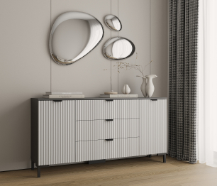 Комод Тренд СБ-3443 3 ящика, 2 двери Диамант серый/МДФ Джаз серый