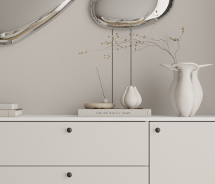 Комод Тренд СБ-3443 3 ящика, 2 двери Белый/Белла Серый Перламутровый