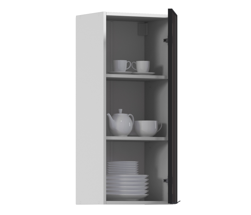 Навесные, Регина РП-140 Полка Белый/Витрина алюминий Черный матовый/стекло Бронза