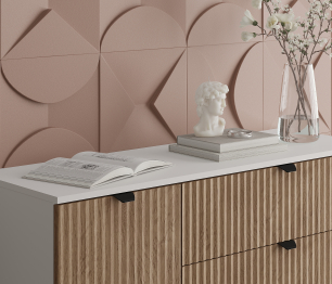 Комод Тренд СБ-3446 3 ящика, 1 дверь Белый Альпийский/МДФ Джаз Акация светлая