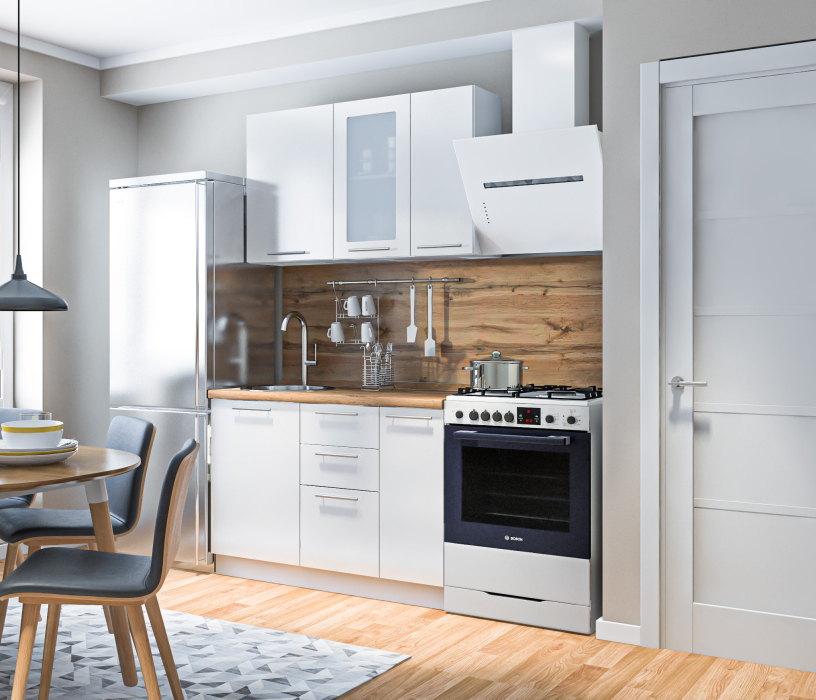 Кухонные гарнитуры, Кухонный гарнитур Регина Белый/Анна МДФ Белый глянец 1,2 м