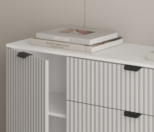 Комод Тренд СБ-3443 3 ящика, 2 двери Белый/МДФ Джаз Серый