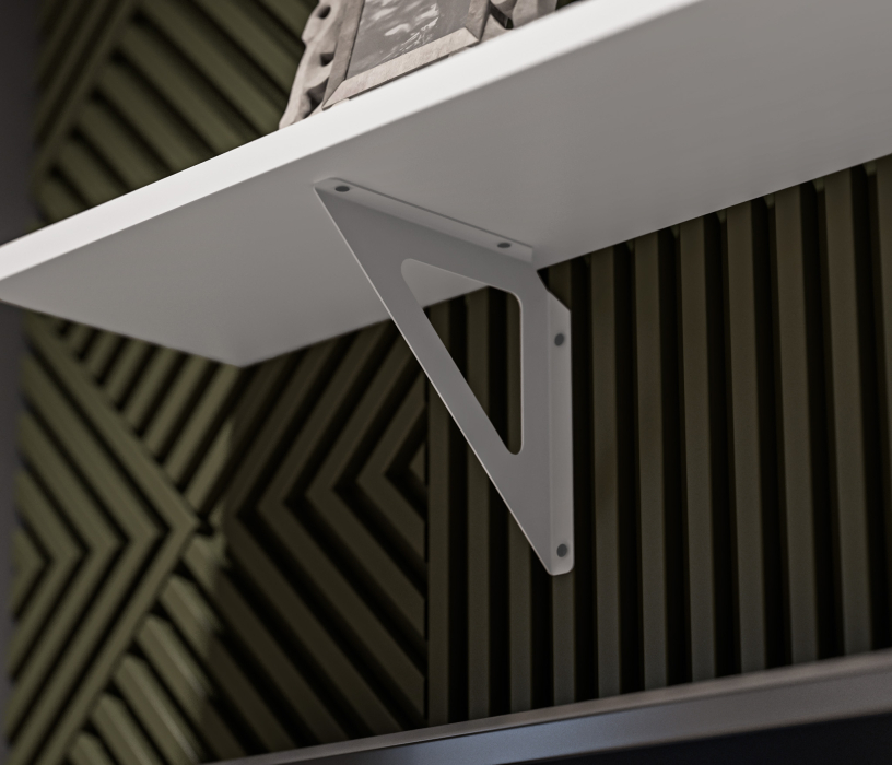 Настенные полки, Твин СБ-3412 Полка Белая 117 см с белым менсолодержателем