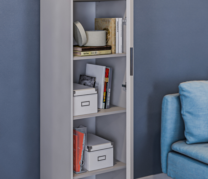 Шкафы пеналы, Шкаф-пенал Милан СБ-3255 Серый/МДФ Светло серый