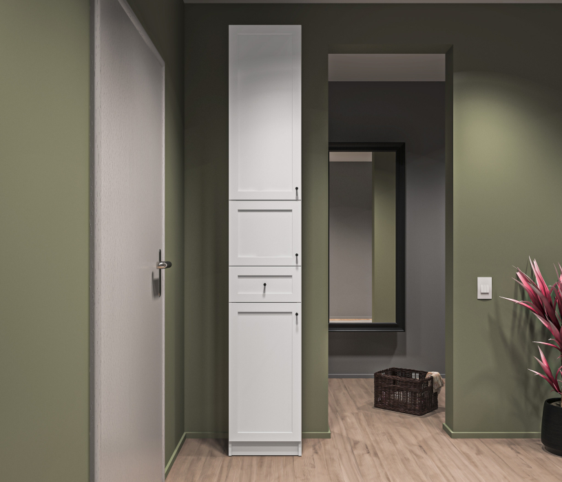 Прямые, Стеллаж Твин СБ-3372 Белый 236 см с глухим фасадом