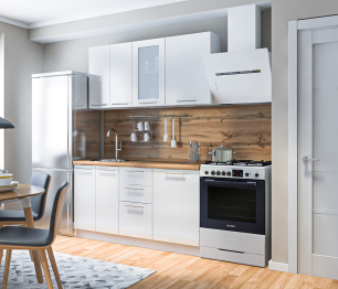 Кухонный гарнитур Регина Белый/Анна МДФ Белый глянец 1,5 м