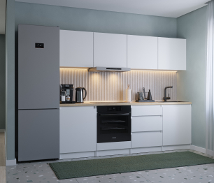 Кухонный гарнитур Леон прямой 240 см, белый