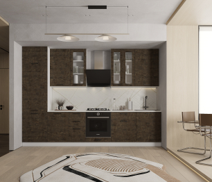 Кухонный гарнитур Регина Белый/МДФ Акация темная 3,3 м