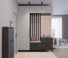 Прихожие, Прихожая Тренд с антресолью и рейками Диамант серый/МДФДжаз Светло-серый