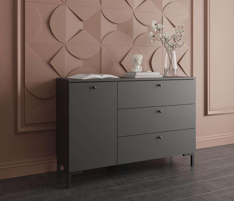 Комоды, Комод Тренд СБ-3446 3 ящика, 1 дверь Диамант серый