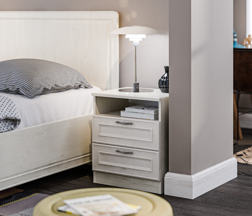 Спальные гарнитуры, Спальня Гранд / Ливерпуль Дуб Приморский Белый/МДФ Классика Светлый