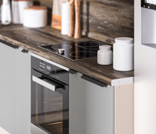 Кухонный гарнитур Регина Белый/Белла Серый перламутровый, Белый Альпийский 3х2,5 м