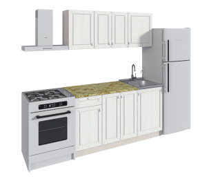 Кухонный гарнитур Катя Авиньон/Ясень Золото/Мрамор золотой АркобаленоR5 1,5 м