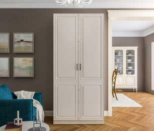 Шкаф 2 дверный Гранд / Ливерпуль СБ-3511 Дуб Приморский Белый/МДФ Классика Светлый