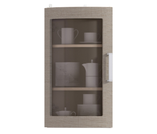 Полка торцевая с гнутой витриной Регина Песочный Дуб Сантана Светлый