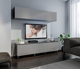 Гостиная (стенка) 2 Тренд на ножках Диамант серый / МДФ Джаз Светло-серый