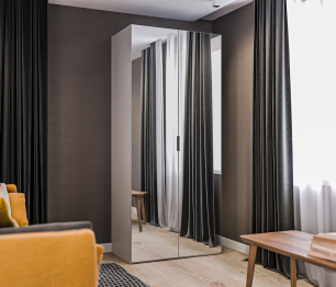 Шкаф 2 дверный Милан СБ-3263 Серый с зеркальным фасадом